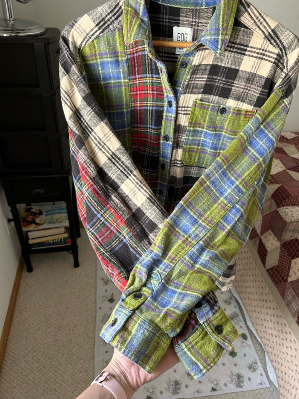 BDG Patchwork Plaid Flannel Button Down Shirt - Picture 3 of 9